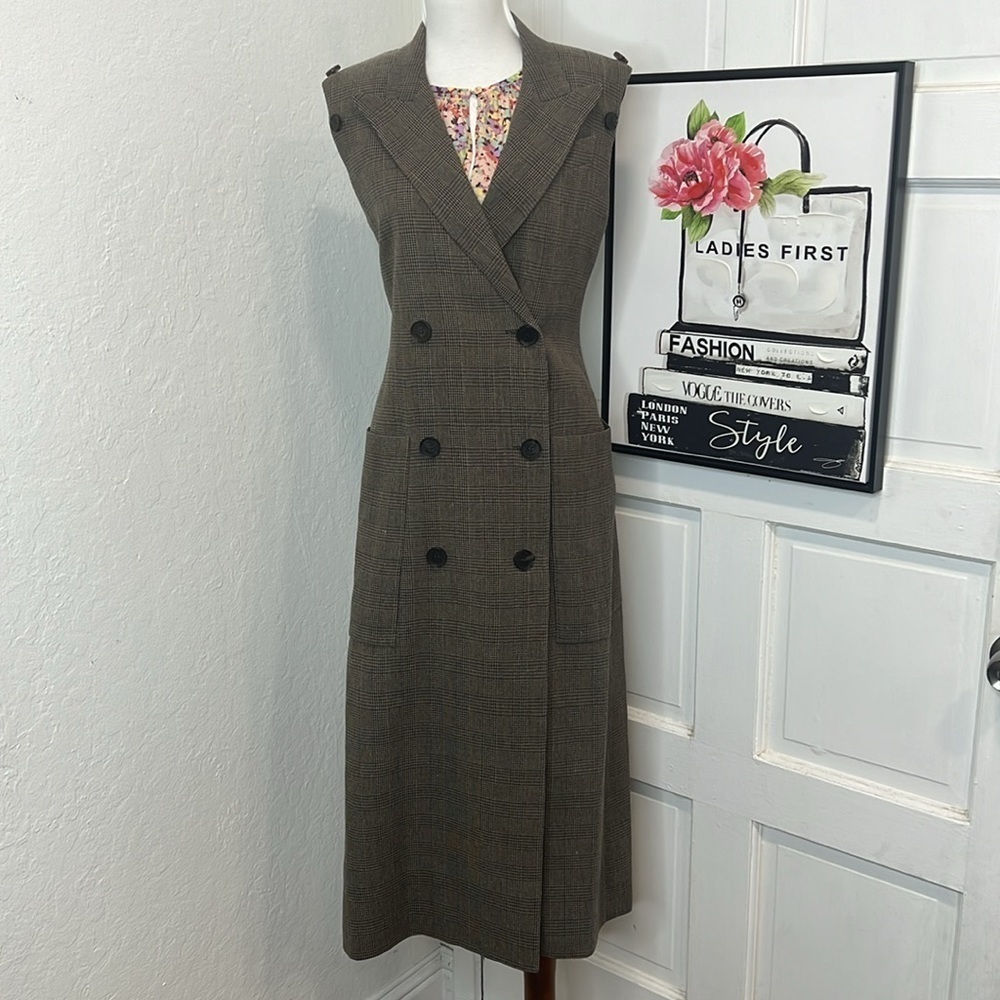 Rokh Checked Double Breasted Covertible Coat Size… - image 5